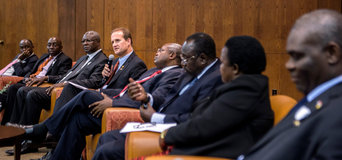 Jim Gash and Ugandan judicial leaders at Pepperdine University in 2015